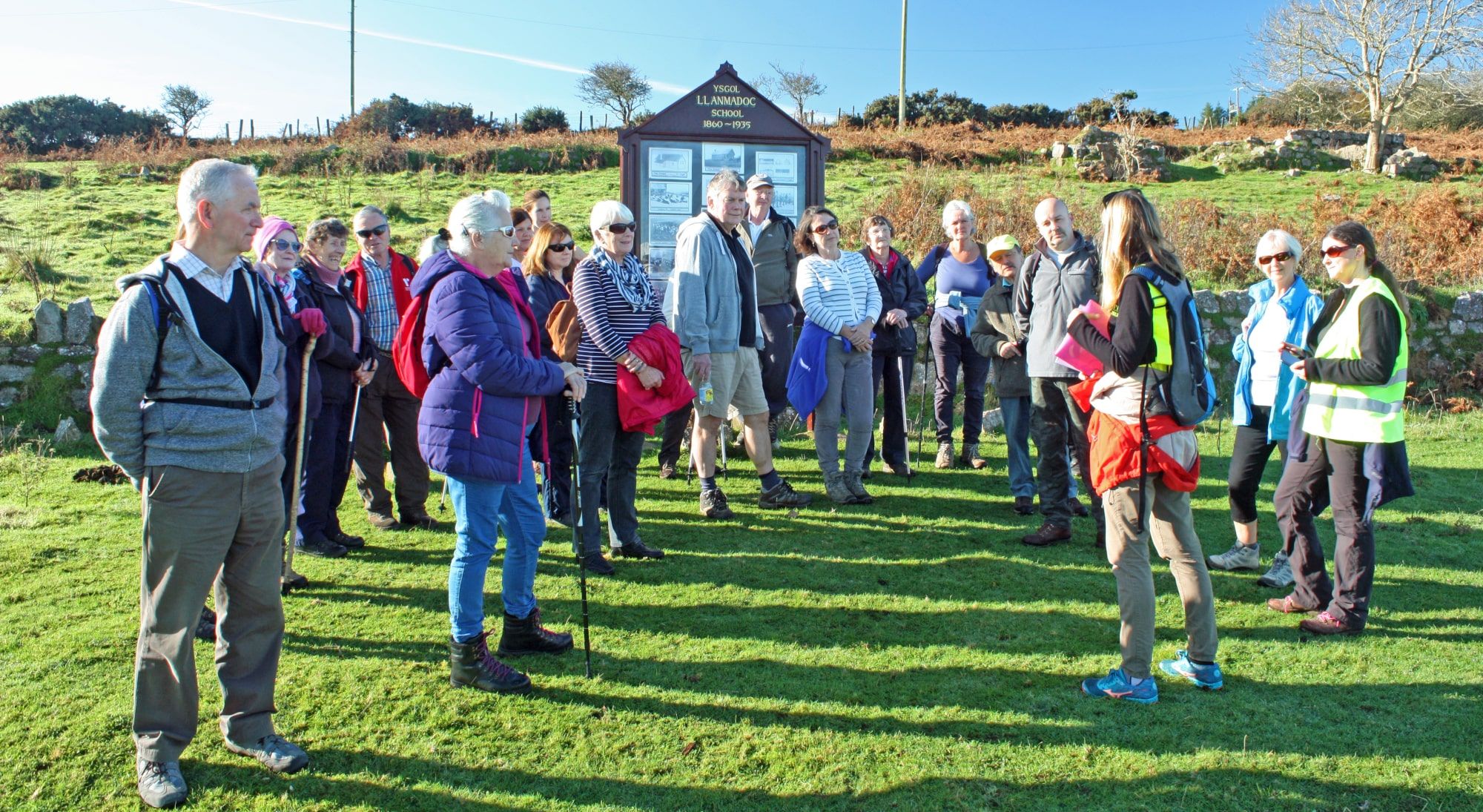 Swansea Wellbeing Walks group listening to their walk leader